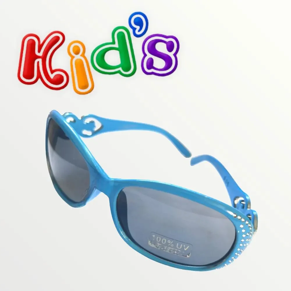 Kids Sunglasses 100% UV Protection Green & Blue Retro Frames With Glitter Detail